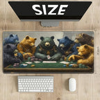 Playmats for Magic: The Gathering MTG Card Game Mat Plus 50 Pcs Card Sleeves, 24 x 14 inch TCG Mat with Stitched Edge for Commander Deck Duskmourn Board Game, Bears Play Poker