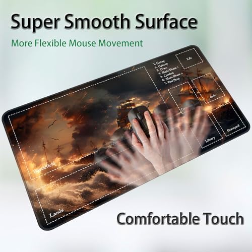 for MTG Game Playmat, for Magic TCG Rubber Play mat,Tabletop Card Playmats with Smooth Surface,Trading Card Inked Game Mat with Zones,Battle Game,Pirate Ship