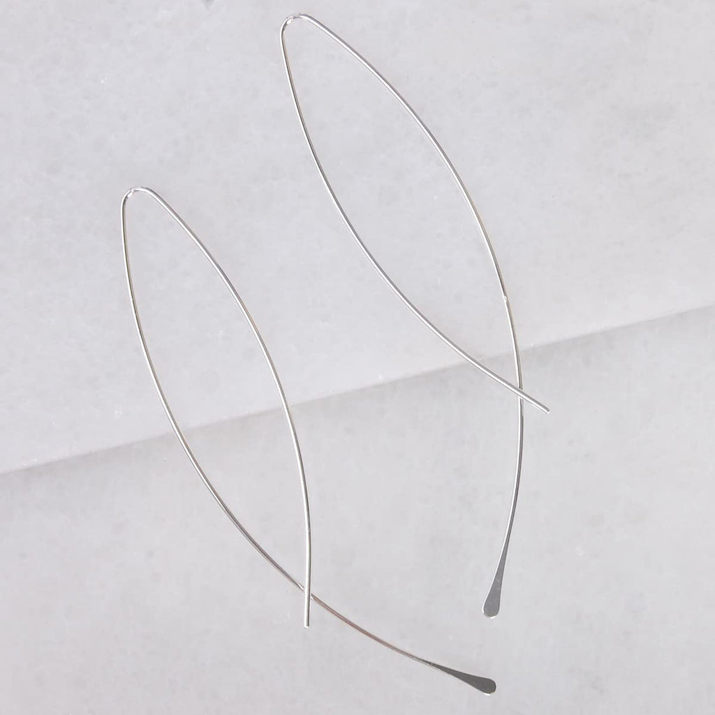 Upside Down Hoop Earrings - Sterling Silver Plated Threader Hoops for Women