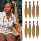 Pre-stretched Braiding Hair - 22 Inch 8 Packs Blonde Long Braiding Hair For Twist or Box Braids, Yaki Texture Hot Water Setting Synthetic Braiding Hair Extensions (22 Inch, #27-8P)