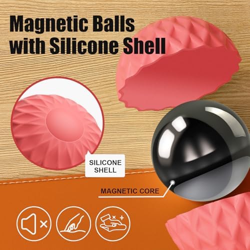 Silicone Magnetic Balls, Fidget Toys, 12-Pack Stress Relief Toys for Adults, Teens, Sensory Toy for Fingers Hands, Quiet Office Desk Toys with Textures, Magnet Fidget Fun Gift (2 Pack(Red+Purple))