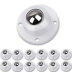Dear Self Adhesive Caster Wheels for Furniture, Storage Box, Trash Can - Stainless Steel Universal Pulley 360 Degree Rotating Swivel Wheels - 0.8 Inch Low Profile - White - 12 Pack