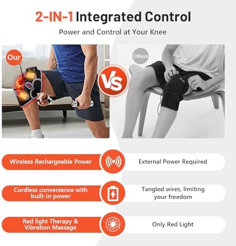 HALIDODO Upgrade 4 Vibration Massage Area Knee Brace & Red Light Therapy for Knee Pain Relief 660nm&850nm Red Light Therapy Device for Knee/Joint/Elbow/Shoulder Pain Relief, Gift for Mom