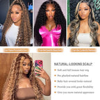13x6 Ombre Lace Front Wigs Human Hair Pre Plucked 180 Density Honey Blonde Curly Wigs Human Hair 13x6 Deep Wave HD Lace Frontal Wigs Human Hair for Women with Baby Hair 26 inch