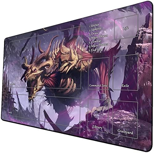 MTG Playmat, Game Play Mat for MTG TCG 24 x 14 inches Trading Card Inked Game Playmats with Storage Bag Smooth Rubber Surface Battle Game