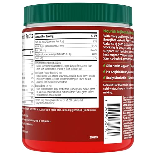 Benefiber Prebiotic Fiber + Superfruits Dietary Supplement, Strawberry Dragon Fruit Flavor, 8.8 oz (250g)