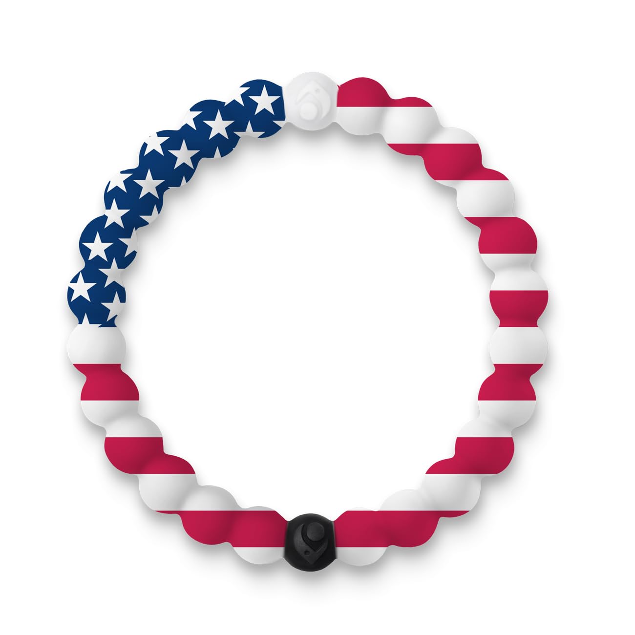 Lokai American Flag Beaded Silicone Bracelet for Women & Men, XL Jewelry
