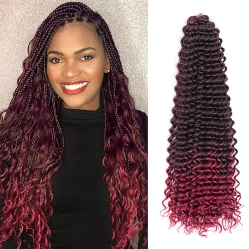 Curly Crochet Hair,Ocean Wave Crochet Hair 22Inch Curly Braiding Hair for Boho Braids Synthetic Hair Extensions for Women(22 Inch,3pack,#1B/TBug)