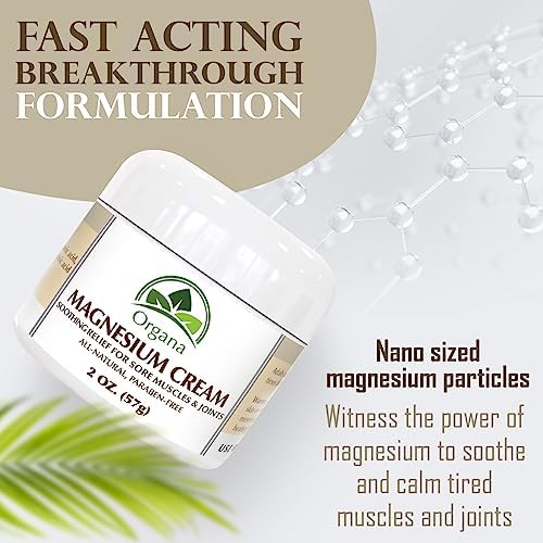 Organa Magnesium Cream - Fast-Absorbing Magnesium Lotion for Sleep - Topical Magnesium Lotion for Leg Cramps, Sore Muscles & Tired Joints - Fast Absorbing and Fast Acting Foot Cream - Magnesium Butter