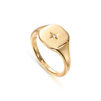 PAVOI 14K Gold Plated Bold Stackable Signet Ring - Yellow Gold