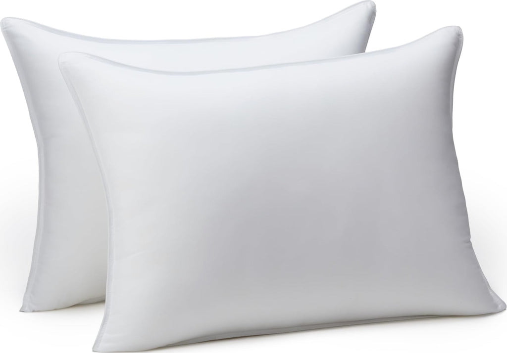 Amazon Basics Down Alternative Pillows for Stomach and Back Sleepers, Soft Density, Standard Size 26" x 20", White, 2-Pack