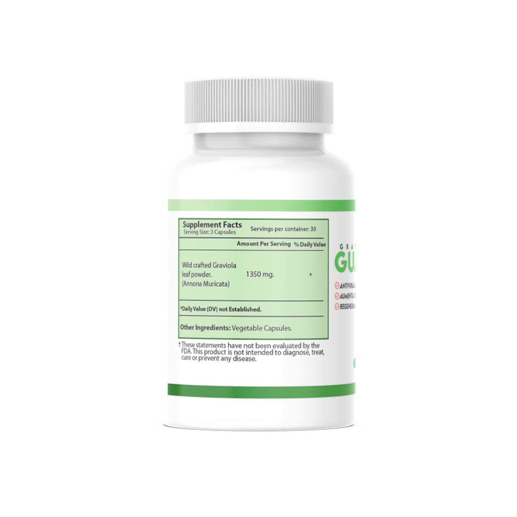 Nutrisalud Products Capsulas de Guanabana Extra potente 1350mg per Serving. Set de 2 frascos con 90 Cap c/u. Aumenta Defensas, Anti Inflamatorio, Mejora Presion Arterial, Regenera Celulas.