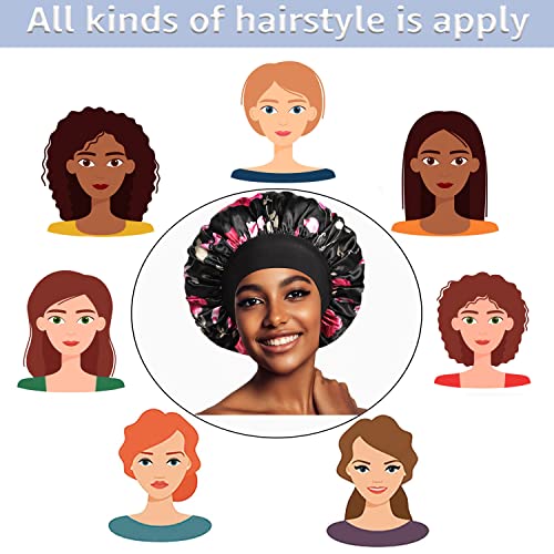 vidsel 4PCS Satin Bonnet, Bonnets for Women, Silk Hair Bonnet for Sleeping, Wide Band Sleep Cap for Curly Hair Braids