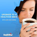 Healthwise Low Acid Decaffeinated Ground Coffee, Chemical-Free Swiss Water Process, 99.9% Caffeine Free, 100% Colombian - Medium Roast, Healthier Coffee for Sensitive Stomachs 12 Ounce (Pack of 1) (1)