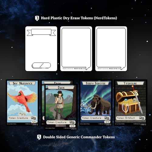 NERD GEAR Commander Essentials Kit - Ultimate Accessory for MTG Commander EDH - MTG Command Zone Tray - Health Counter - Spin Down Dice - Dry Erase Tokens (Deep Blue)
