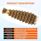 Human Braiding Hair for Boho Braids #27 26 Inch 2 Bundles 100g Deep Wave Bulk Human Boho Hair for Braiding (P27, 26 Inch)