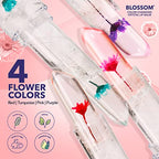 Blossom Moisturizing Scented pH Color Changing Crystal Lip Balm, Strawberry Scented Lip Stain Tint, Infused with Real Flowers, 3 pk, Turquoise/Pink/Purple