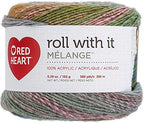 Red Heart Roll with It Melange Green Room E890-0635 (3-Skeins - Same Dye Lot) Worsted Medium #4 Acrylic Yarn for Crocheting and Knitting with Project Bag