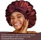 YANIBEST Silk Bonnet for Sleeping Women Satin Bonnet Double Layer Satin Lined Hair Bonnet with Tie Band Curly Hair