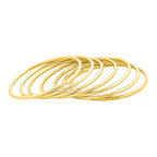 Edforce Stainless Steel Glossy Thin Round Bangle Bracelet Set for Women, Set of 7 (Gold, 7.8)