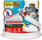 Shower Threshold Water Dam Barrier 67" - White Collapsible Shower Water Blocker - Guard for Walk in Shower - Water Guard Stopper for Floor - Shower Door Water Blocker by Hippo Dam