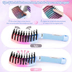 Boar Bristle Hair Brush, Curved Vented Detangler Brush Faster Blow Drying, Paddle Detangling Brush for Women Men Kids Wet Dry Long Curly Thick Straight Hair, Make Hair Shiny and Healthier(Purple+Blue)