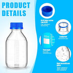 Chuarry 16 Pieces Media Storage Bottles Borosilicate Storage Glass Bottle Scientific Round Graduated Media Bottle with Blue Gl45 Screw Cap for Lab Water Reagent Liquids (500 ml)