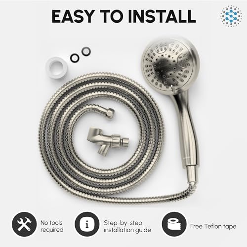 Luxury Spa Series, 6 Spray Settings 4.5 inch Hand Held Shower Head, Extra Long Stainless Steel Hose, MAXX-imize Your Shower with Showerhead in Brushed Nickel Finish