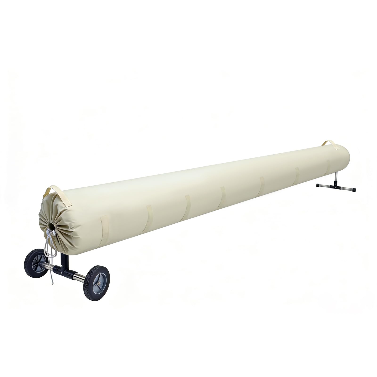UCEDER Pool Solar Reel Cover with Adjustable Strap, Waterproof Cover for Solar Blanket, 420D Heavy Duty Swimming Solar Reel Storage for Above Ground & Inground Pool (Beige,18 FT)