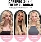 Thermal Brush for Blowout Look, Zavarea CarePro 1.5 Inch Negative Ion Thermal Brush, Heated Styling Tool with Cool-Air Tech for 0 Hair Damage, Easy to Quick Styling and Dual Voltage for Travel, Pink