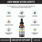 Zinc Quercetin Vitamin C D3 Liquid Immune Support with Vitamin A K2 Echinacea Chlorophyll and Elderberry - 9in1 Immune Defense Drops Complex for Immunity Health Respiratory Health - 60 Servings