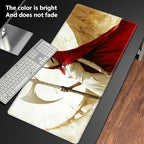 Playmats for Magic: The Gathering MTG Card Game Mat Plus 50 Pcs Card Sleeves, 24 x 14 inch TCG Mat with Stitched Edge for Commander Deck Duskmourn Board Game, Female Demo Holds Scythe