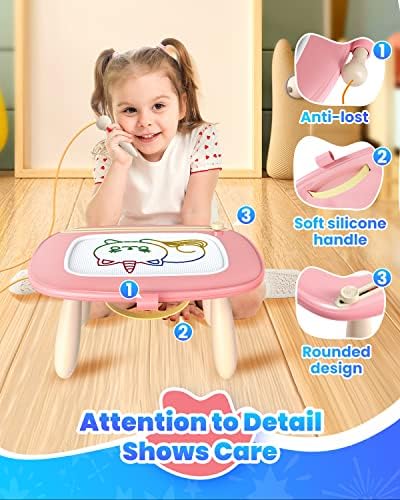 Magnetic Drawing Board, Toddler Girl Toys for 1-2 Year Old, Doodle Board Pad Learning and Educational Kids Toys for 1 2 3 Year Old Baby Girl Birthday Christmas GIF- Pink