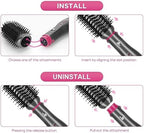 IG INGLAM 4 in 1 Hot Air Brush, Negative Ion Detachable Hair Styler & Volumizer with 2 Brush Heads, Updated Push Switch, Gray