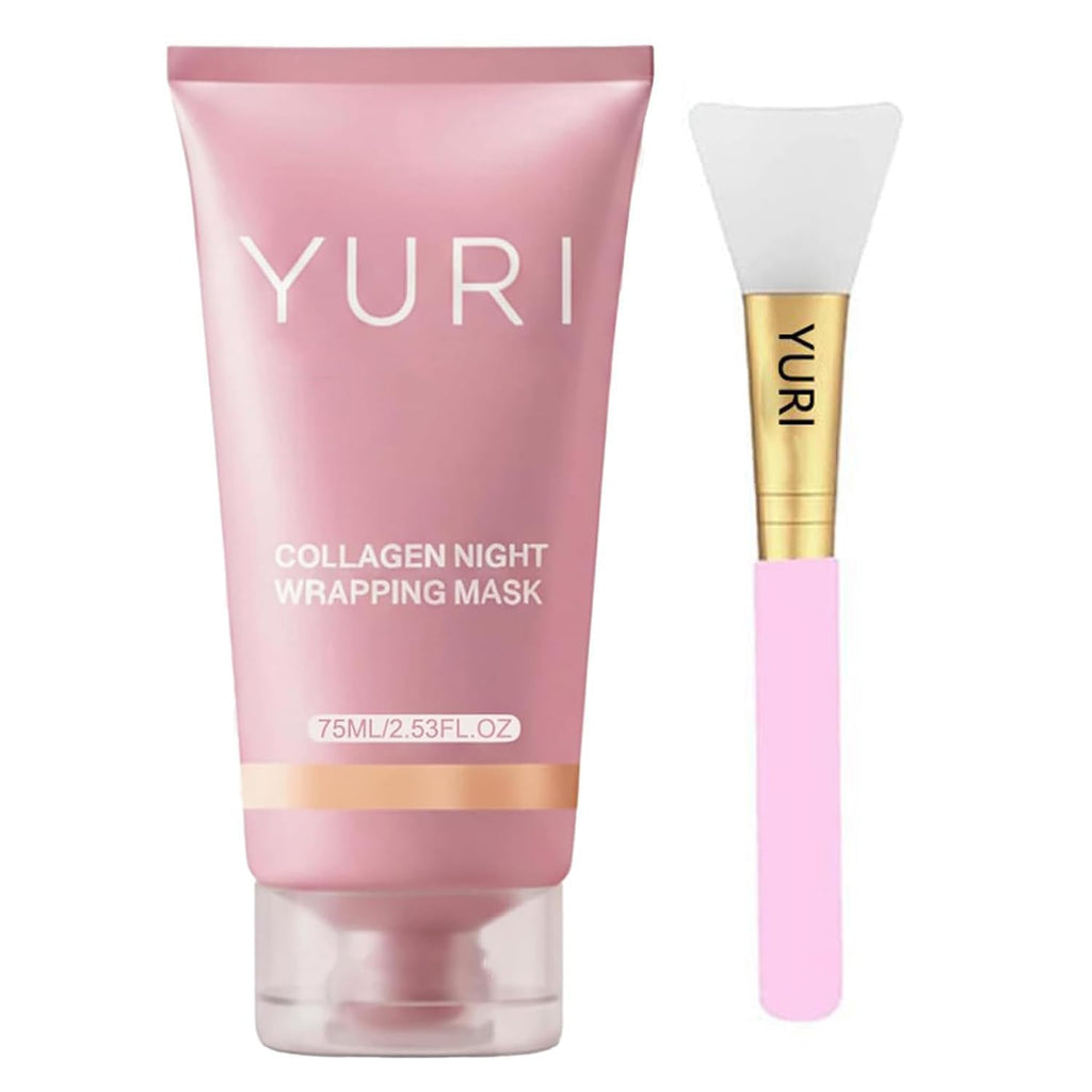 YURI Collagen Overnight Wrapping Peel Off Face Mask, Overnight Collagen Face Mask Easy Peel Off Facial Mask Skin Care Night Mask, Reduce Fine Lines & Dullness, Anti-Aging Skin Car