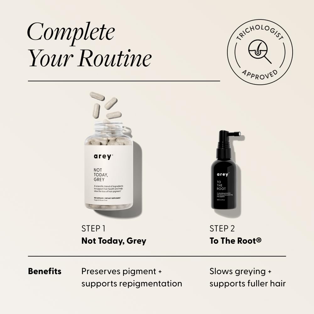 Arey Not Today, Grey Daily Hair Supplement for Women & Men | Slows Grey Hair Growth in 3–6 Months | Support for Thicker, Healthier Hair | Biotin, B + D Vitamins | Vegan & Gluten-Free (3 Months)