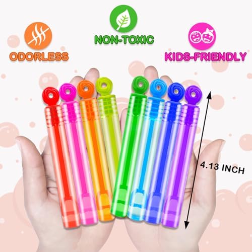 Bulk Neon Mini Bubbles Party Favors for Kids 100 Pack, Small Halloween Trick or Treat Goodie Bag Stuffers Fillers Toys Gifts Bulk for Toddlers, Classroom Carnival Prizes Games for Birthday Parade