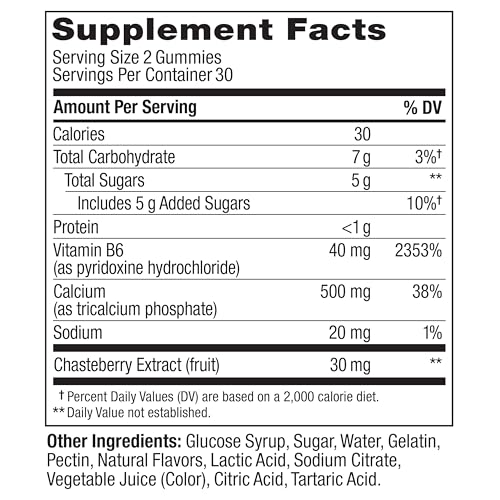 OLLY Period Hero Gummies, PMS Support Supplement,* Chasteberry, Vitamin B6, Calcium, Cran-Raspberry Flavor, 30 Day Supply - 60 Count