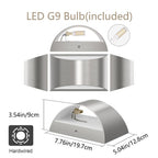 Aipsun Nickel Modern LED Wall Sconce Hardwired Indoor Wall Lights 1 Pack Up and Down Wall Mount Light for Living Room Bedroom Hallway Corridor Conservatory Warm White 3000K(with G9 Bulbs)