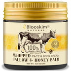 Beef Tallow for Face – Whipped Tallow Balm with Honey – Beef Tallow Moisturizer for Skin – Tallow Face Moisturizer for Wrinkles, Dry Skin, and Fine Lines – Beef Tallow Lotion - 4.23 Oz