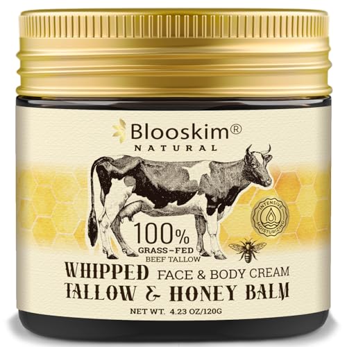 Beef Tallow for Face – Whipped Tallow Balm with Honey – Beef Tallow Moisturizer for Skin – Tallow Face Moisturizer for Wrinkles, Dry Skin, and Fine Lines – Beef Tallow Lotion - 4.23 Oz
