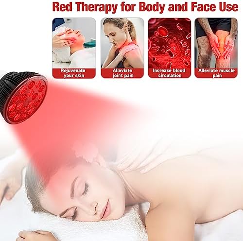 Red Light Therapy Bulb, Red Light Therapy for Body and Face Use, 18 LEDs 660nm Red and 850nm Near Infrared Red Light Therapy Lamp Suitable E26 Socket (Only Bulb)