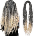 Boho Dread Synthetic Double Ended Dreadlock Extensions with Boho Box Braids 24inches 10 Strands Thin Soft Black to Blonde DE Dreadlock Extensions (Boho 10 Strands, T1B/613)