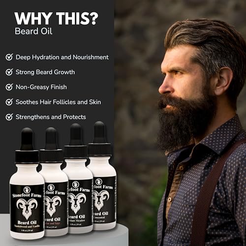 Beard Oil - Unscented - Moisturizes, Softens & Conditions with Jojoba Oil & Argan Oil - Beard Conditioner for Men with Beards, Mustaches, Facial Hair - Reduces Itchiness, Promotes Growth