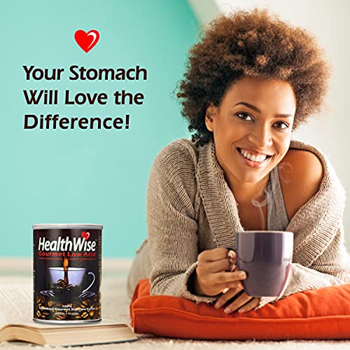 Healthwise Low Acid Ground Coffee, 100% Colombian - Medium Roast, Healthier Coffee for Sensitive Stomachs -12 Ounce Cans (Pack of 5)