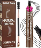 iMethod Eyebrow Pen - Eyebrow Pencil Magical Upgraded Eye Brow Pencils for Women with 4 Fork Tip & Spoolie Brush for Hair-Like Defined Natural Brows, Last All-Day, Microblading Eyebrow Pen, Black
