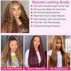 5x5 HD Lace Closure Wigs Human Hair Highlight Ombre 5x5 Deep Wave Closure Wig 180% Density P4/27 Wet And Wavy Lace Front Wigs for Black Women Glueless Honey Blonde Deep Curly Wig Human Hair 22 Inch