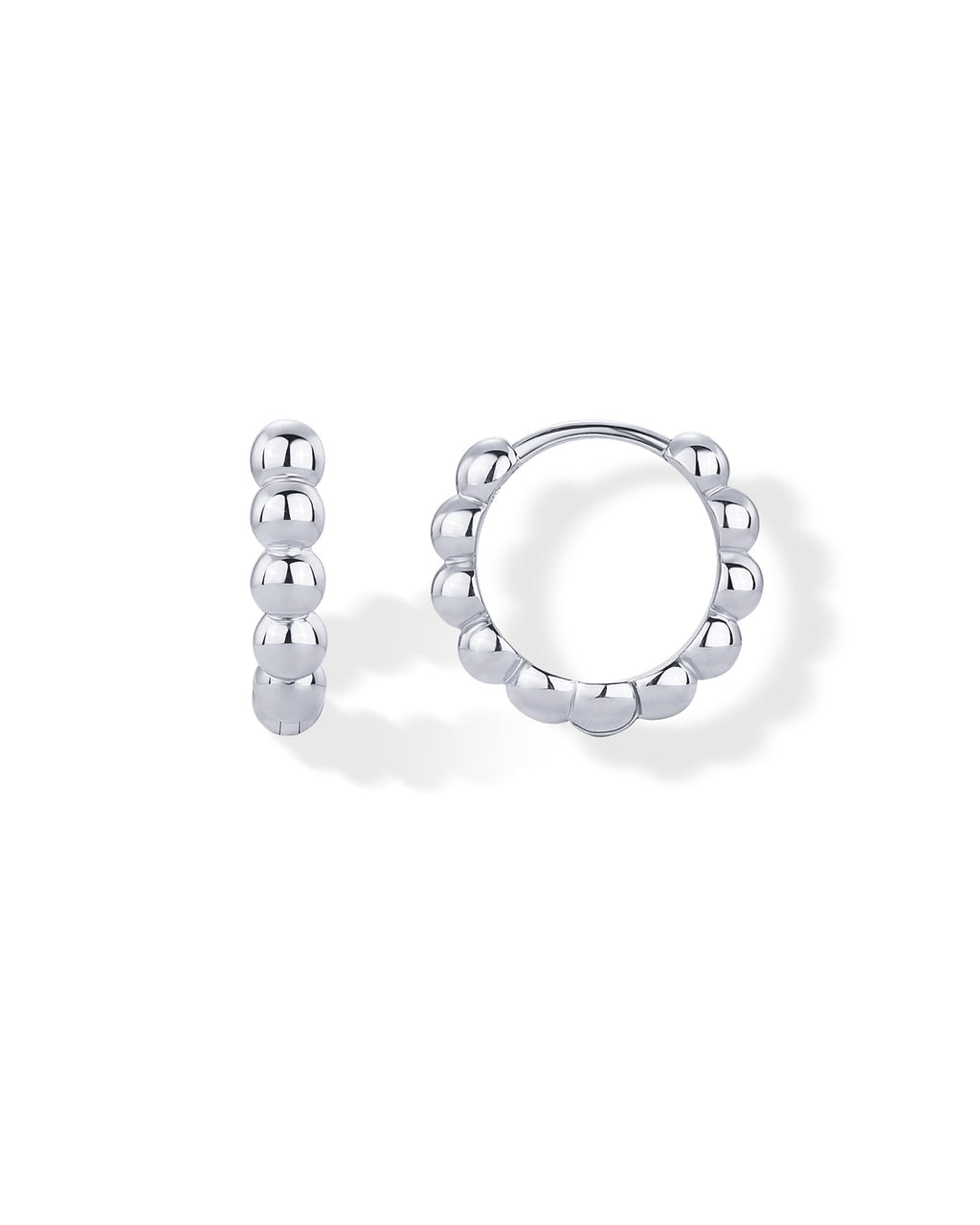PAVOI 925 Sterling Silver Huggie Earrings, White Gold, Size 14 Millimeters