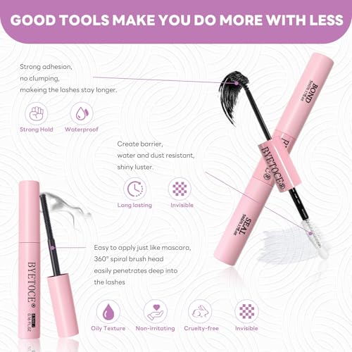 60D Natural Lash Clusters Lash Extensions Kit 252 Pcs Fluffy Eyelash Clusters DIY Individual Lashes Extensions D Curl Left & Right Eyelash Cluster with Bond and Seal and Tweezers