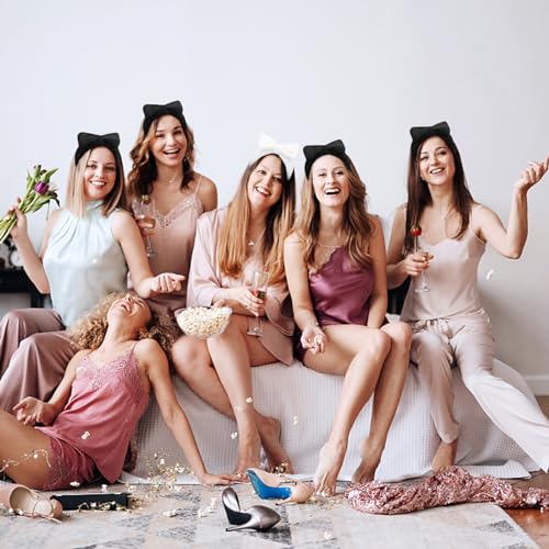 Semato Bachelorette Party Favor Set Bride Spa Headband Bride Headband and Bridesmaid Headband Skincare Headbands for Women Cute Bow Head Bands Party Supplies (1 bride+ 7 black)